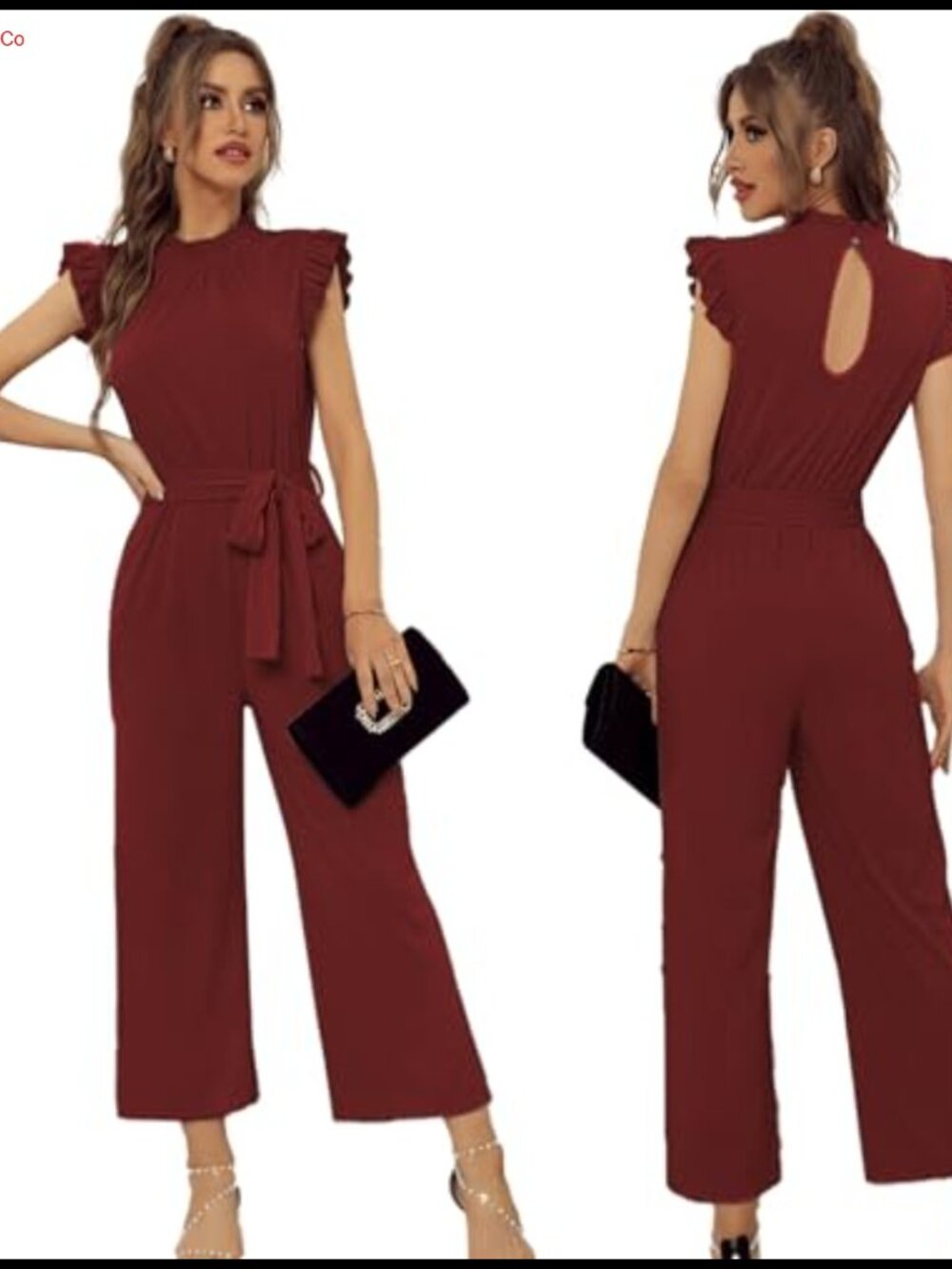 Women's Casual Jumpsuit Short Sleeve Wide Leg Romper Formal Business - Picture 3 of 4